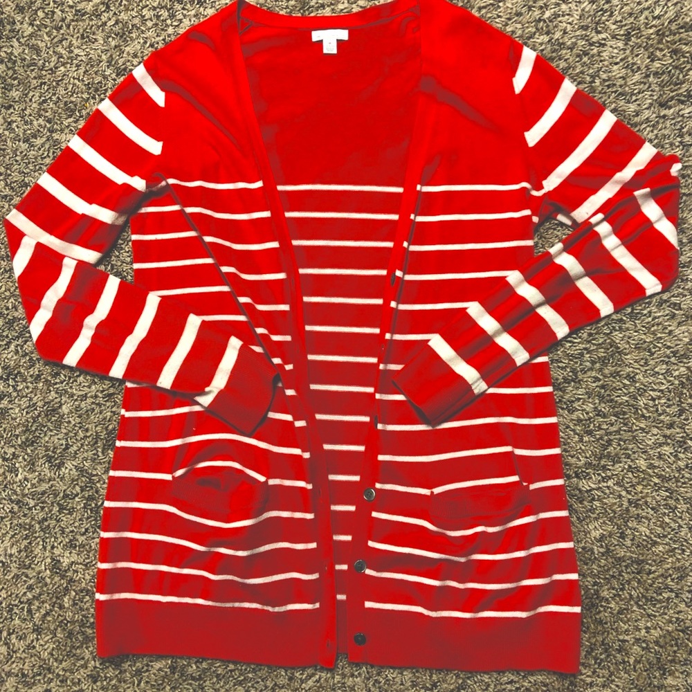 Gap Red & White Stripe Cardigan
